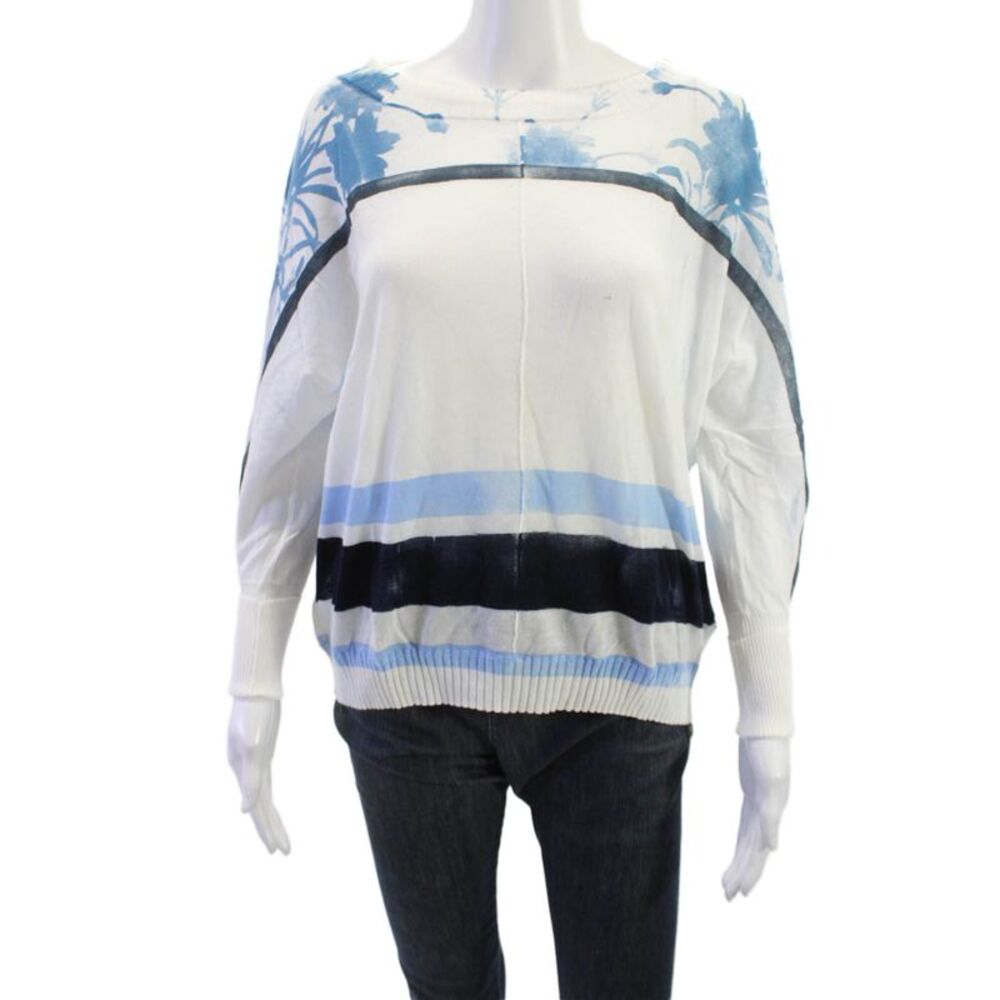 Marika Charles Unisex White Floral Pullover Cashmere Blend Long Sleeve Size 1